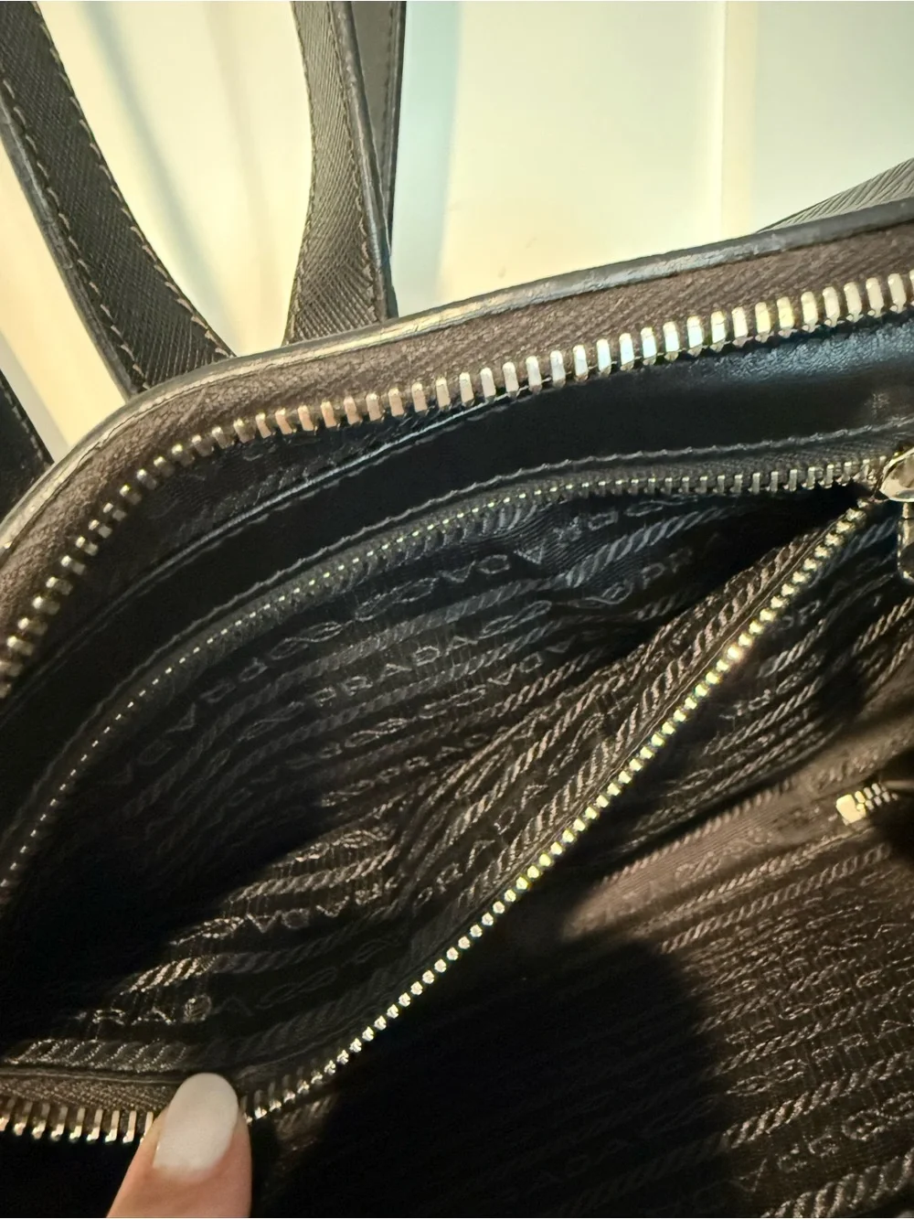 Prada Black Saffiano Cuir Leather Backpack